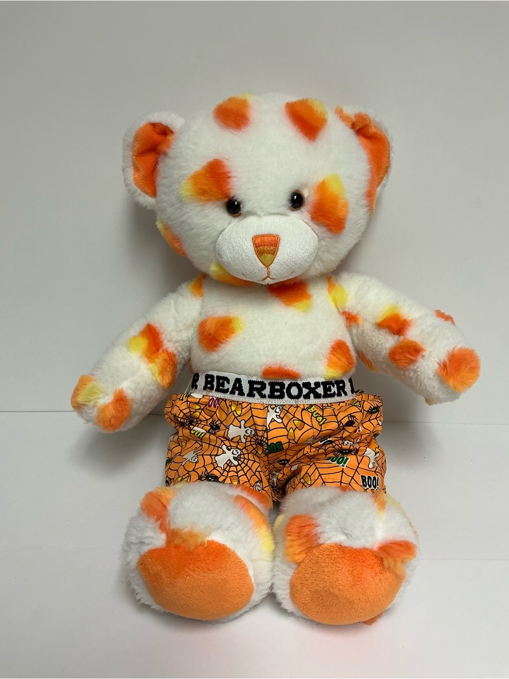 Build a Bear Candy Corn Teddy White Orange Yellow Fall Halloween w/Boxer Shorts